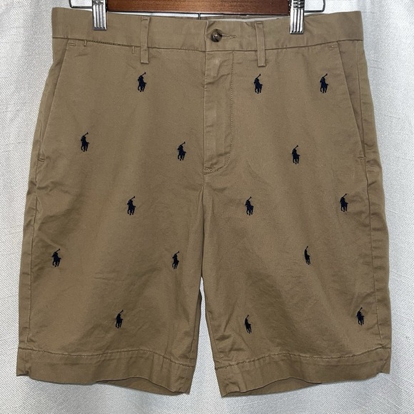 Polo Ralph Lauren Other - Polo Ralph Lauren Shorts Mens 29 Beige Tan Chino Cotton Twill All Over Pony Logo
